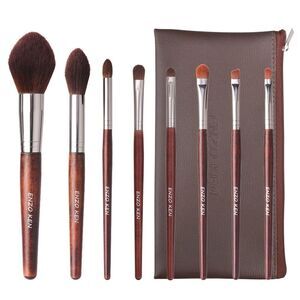 Walnut Professional Cosmetic Natural Pony Hair Makeup Brush Set with Case